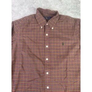 Ralph Lauren Shirt Mens Large Red Plaid Long Sleeve Preepy Casual Button Up